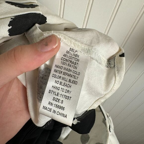 Idem Ditto black white polka dot back tie puff sleeve crop blouse size small - Picture 11 of 11